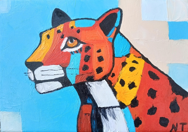 Painting for sale online - Colorful Cubist Leopard