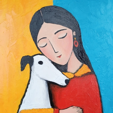 Painting for sale online - Girl with Dog