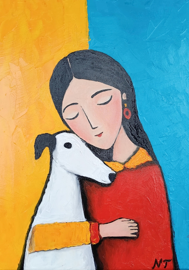 Painting for sale online - Girl with Dog