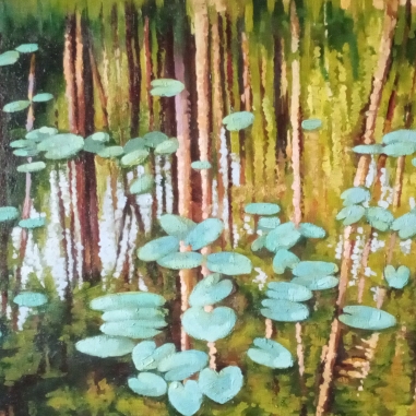 Painting for sale online - Reflection, water lilies