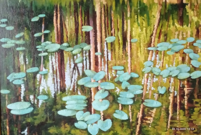 Painting for sale online - Отражение, кувшинки 