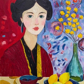 Painting for sale online - Aiko-a girl in a red kimono