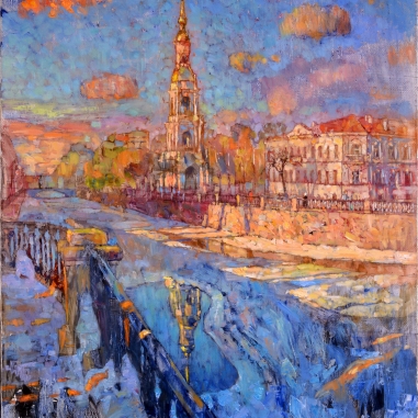 Painting for sale online - A spring evening at St Nicholas Cathedral