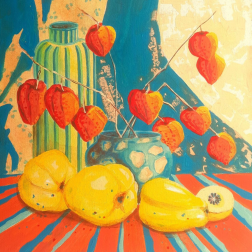 Painting for sale online - Натюрморт с физалисом и айвой