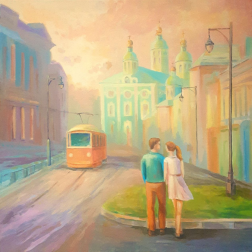 Painting for sale online - Morning date in the city
