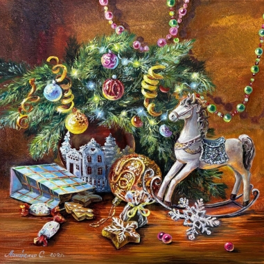 Painting for sale online - New Years still life Childhood