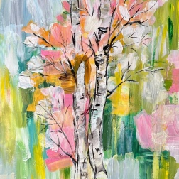 Painting for sale online - Abstract birch grove