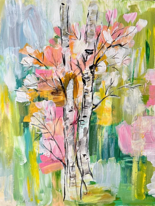 Painting for sale online - Abstract birch grove