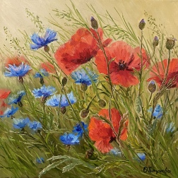 Painting for sale online - Poppies and cornflowers