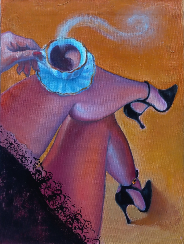 Painting for sale online - Кофе на коленке