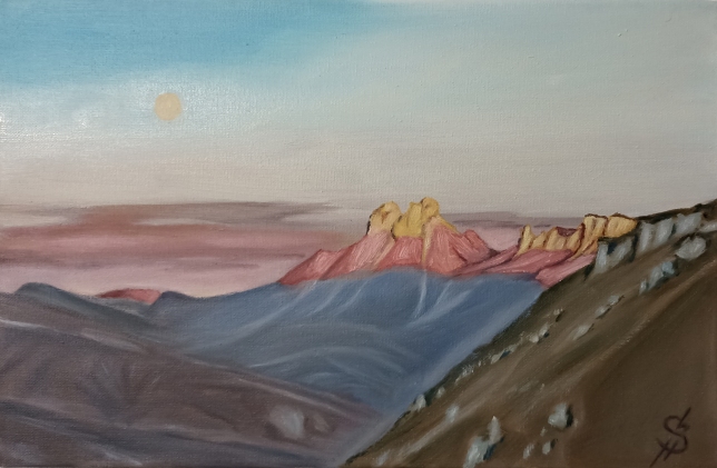 Painting for sale online - Rocky ridge at dawn