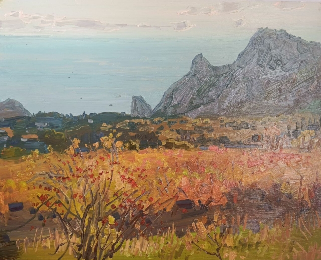 Painting for sale online - Crimea Simeiz, Golden Vineyards, Mount Koshka