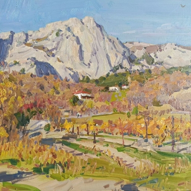 Painting for sale online - Crimean autumn landscape with vineyards