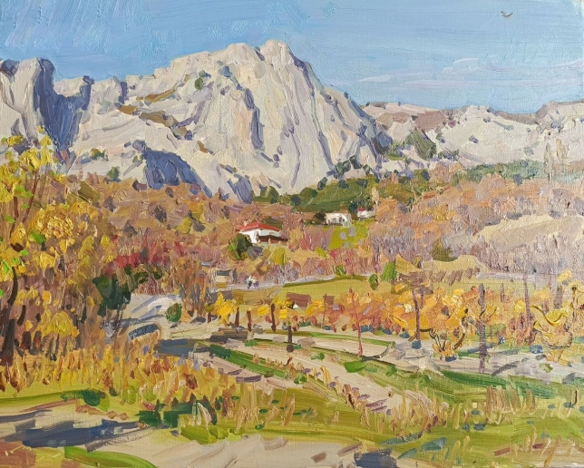 Painting for sale online - Crimean autumn landscape with vineyards