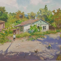 Painting for sale online - Crimea Spring, Street in Sokolino