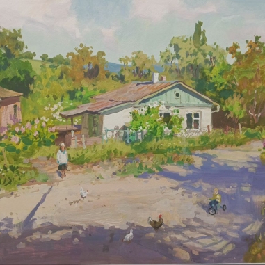 Painting for sale online - Crimea Spring, Street in Sokolino