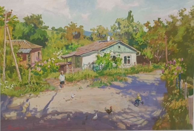 Painting for sale online - Crimea Spring, Street in Sokolino