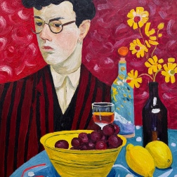 Painting for sale online - Kolya is a young man in a striped jacket