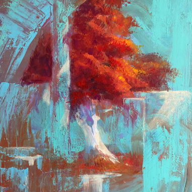 Painting for sale online - Orange leaves