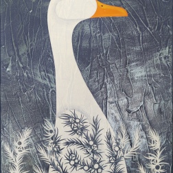 Painting for sale online - A goose in the branches of a juniper tree