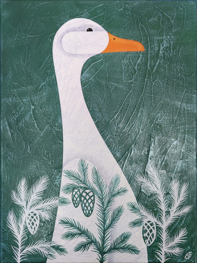 Painting for sale online - Goose in the fir branches