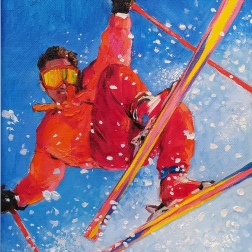 Painting for sale online - Skier in red